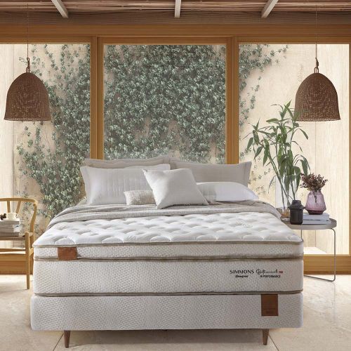 Cama Box + Colchão Simmons Bamboo Bothanical Firm